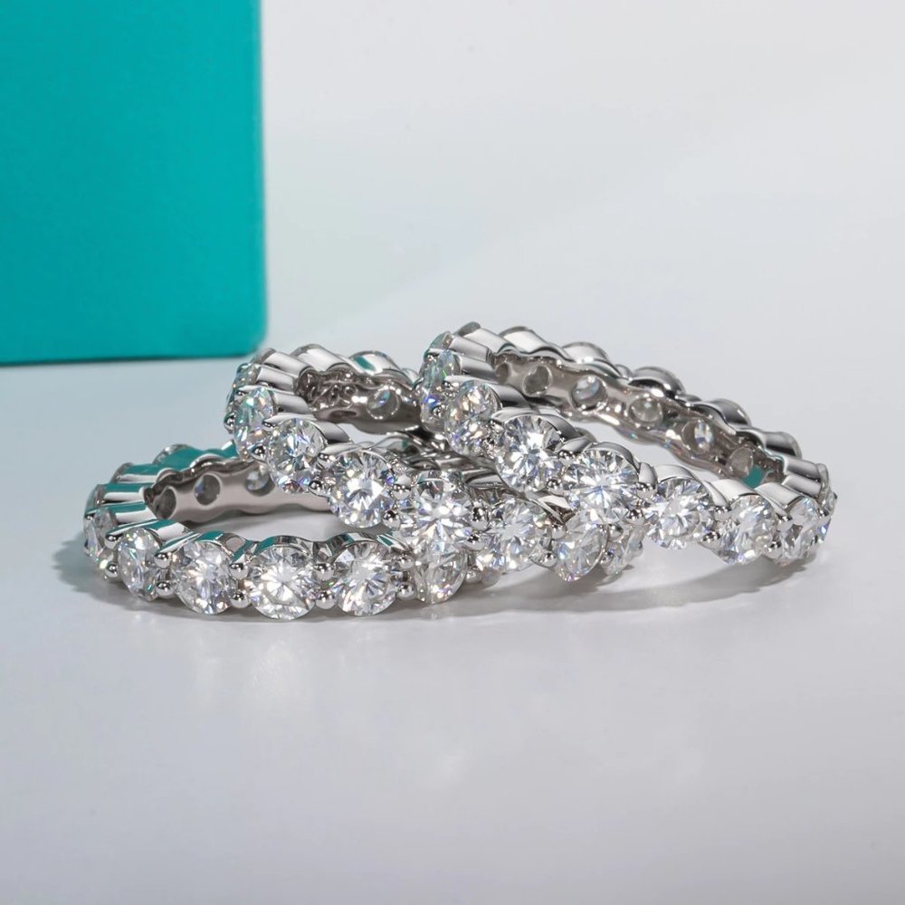 #Certified 4~5ct. t.w. Moissanite Diamond Full Eternity Band Ring NEW - Picture 10 of 16